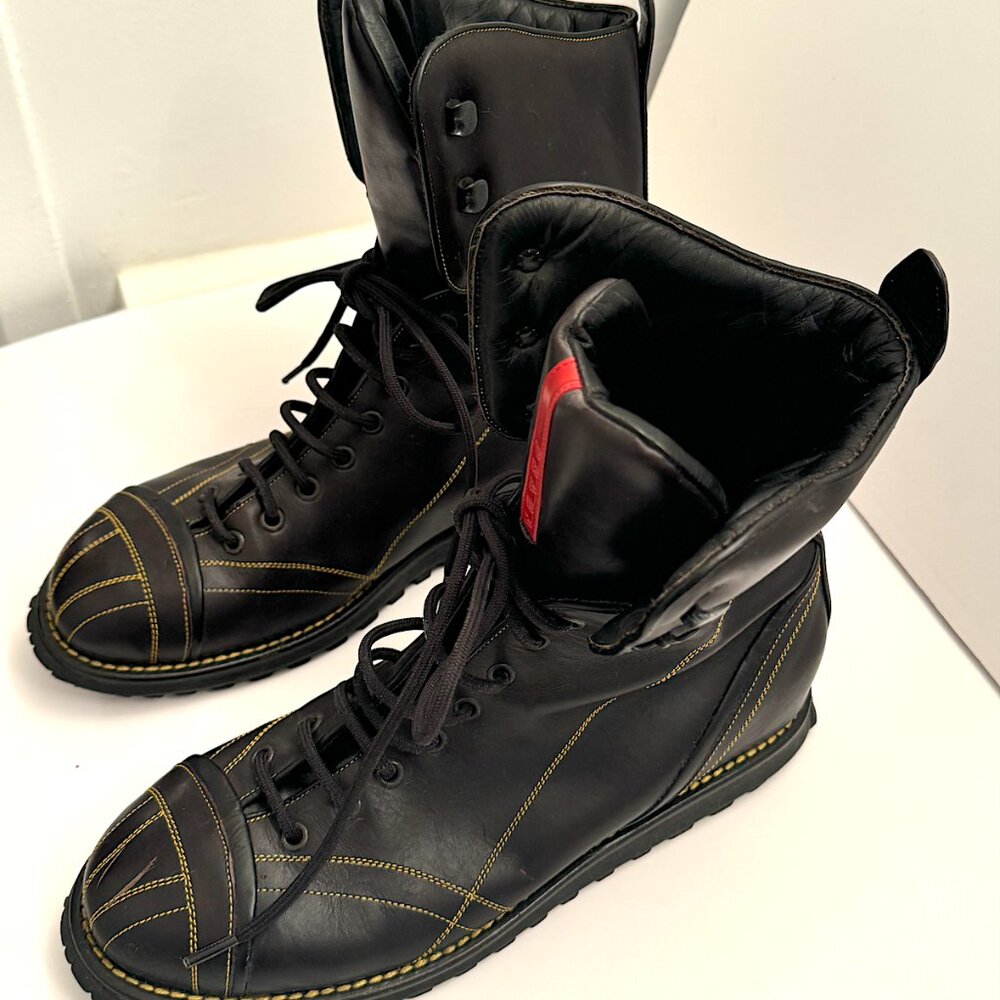Prada black sports moto leather boots never worn perfect condion amazing boots! - Picture 6 of 14